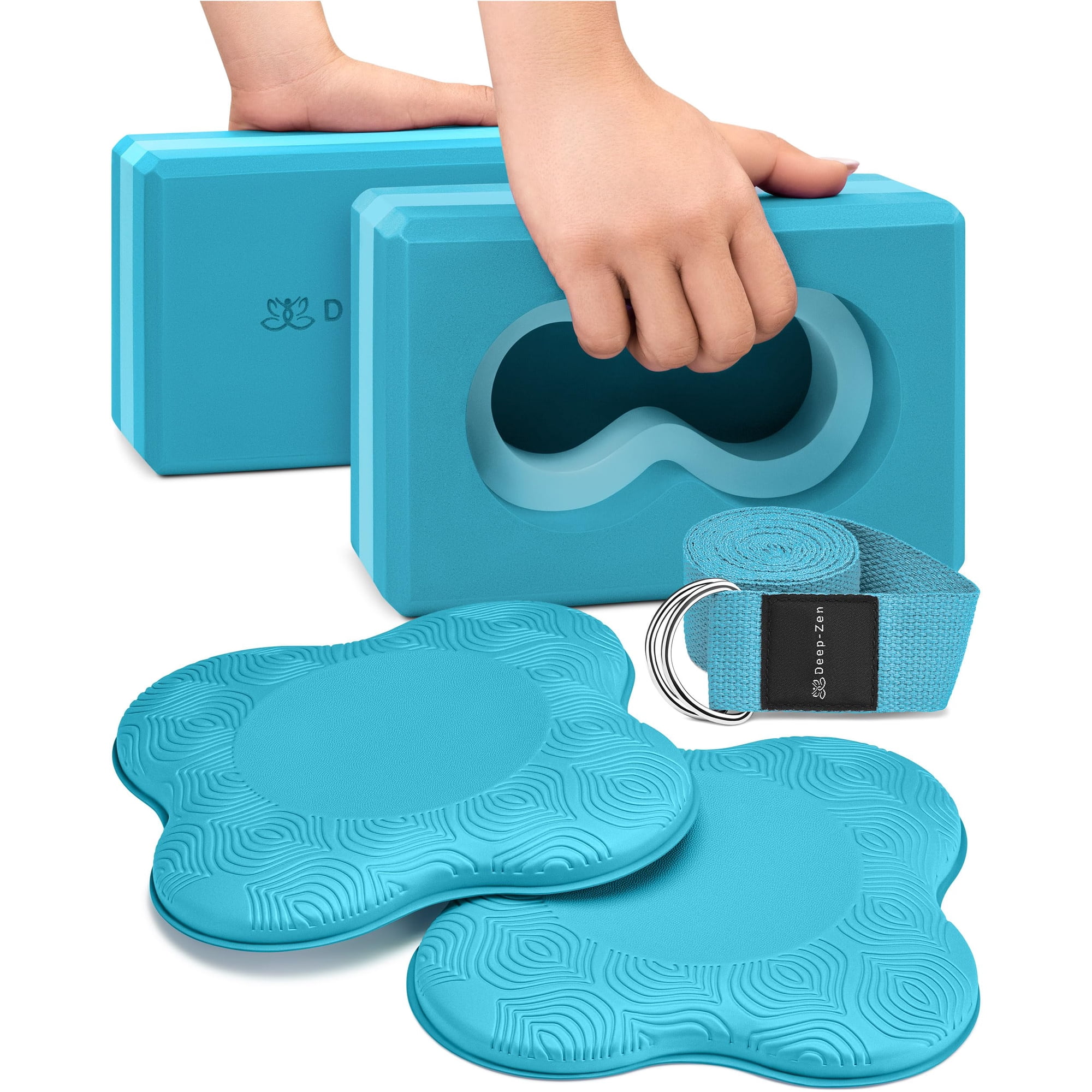 Soporte Para Muñeca Yoga Blocks Deep-zen®, Paquete De 2 Con Rodilleras Y Correa