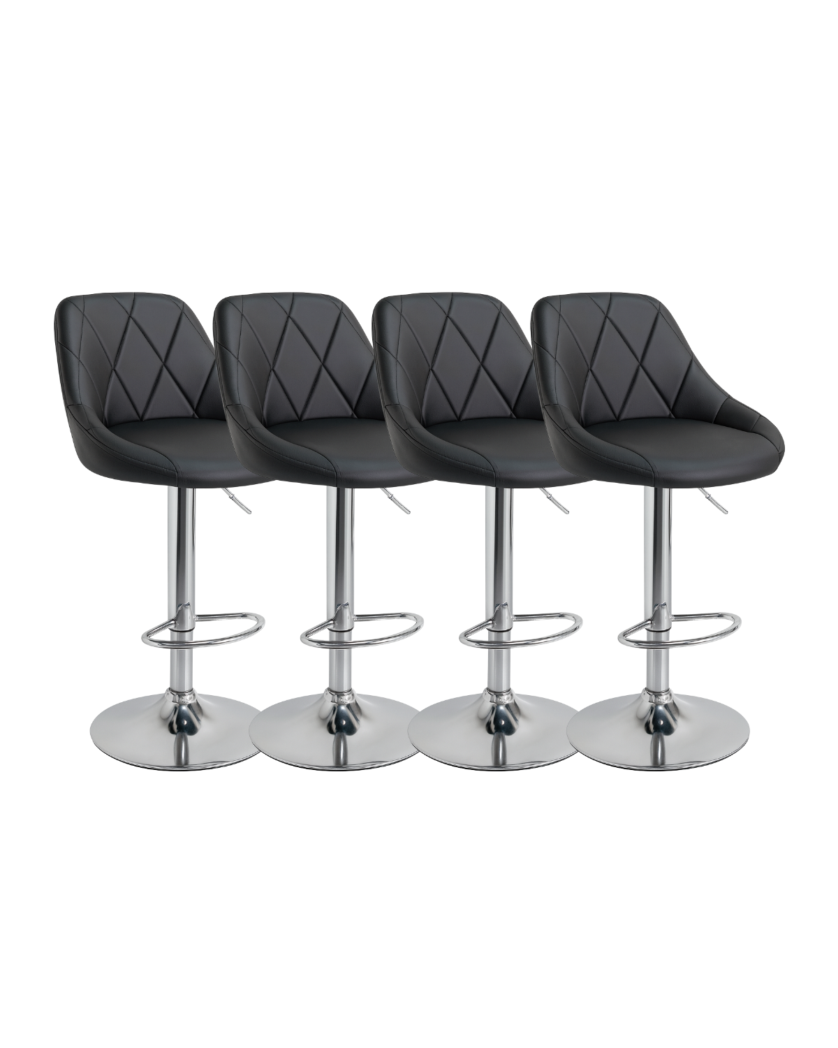 Habita2 Chile - Pack 4 Sillas De Bar Ajustables Ecocuero Dani - Negro