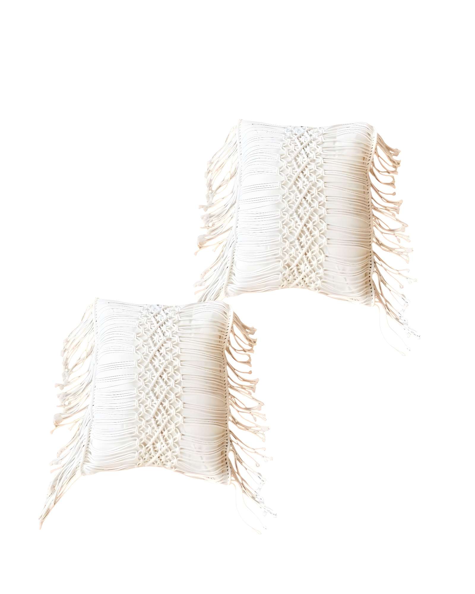 Genérico - Pack De 2 Fundas De Cojin Estilo Bohemio 45X45 Cm Blanco 02