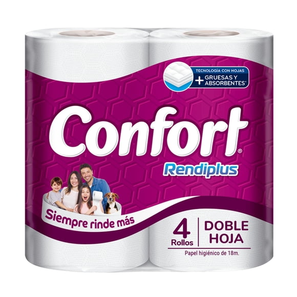 Papel higienico Confort Rendiplus Doble hoja 4un x 18m