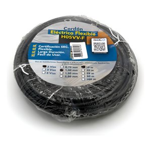 Cable Cordón Eléctrico Sil Flexible 2X1Mm2 10M Negro Sec