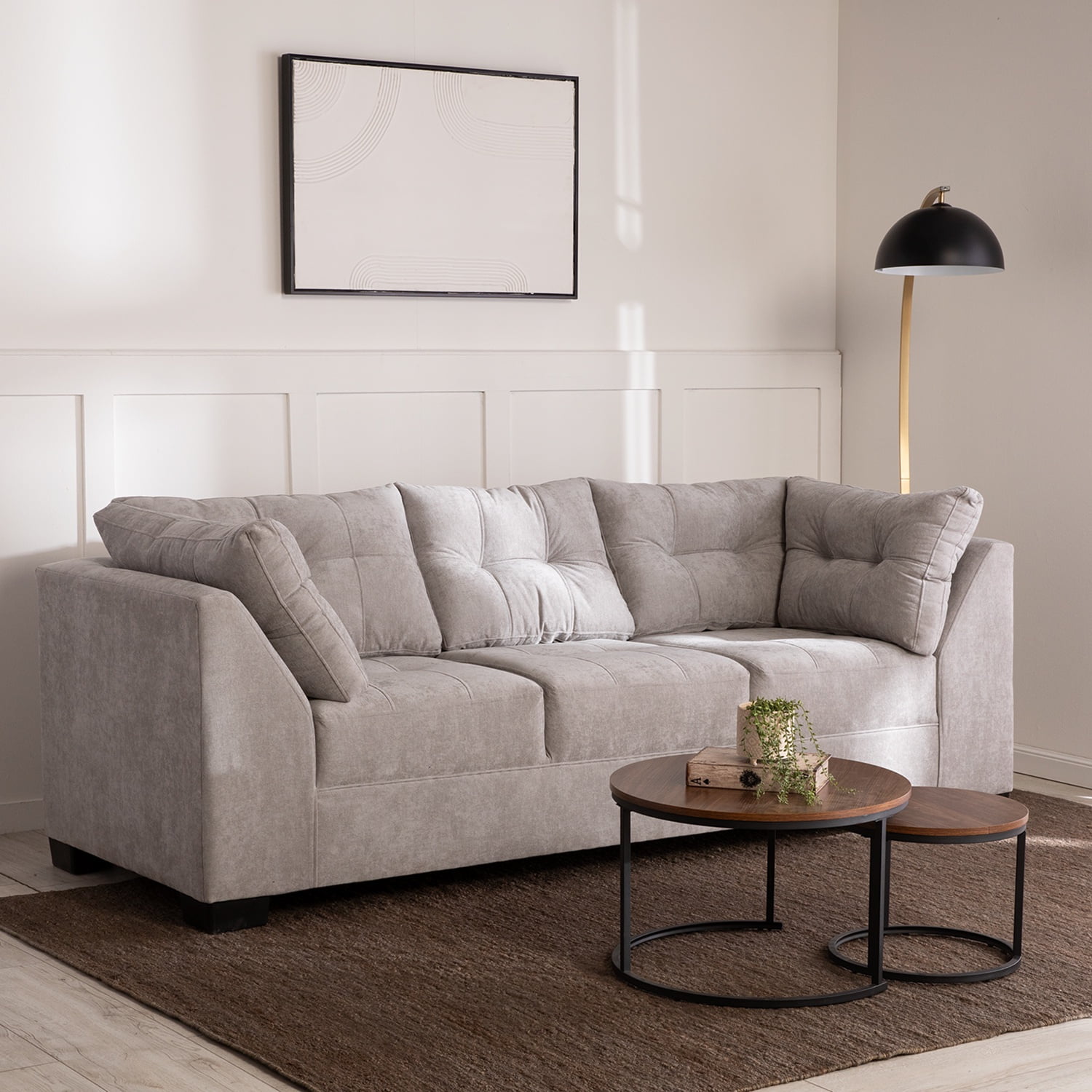 Muebles Mpr - Sofá Edimburgo Chenille Gris Claro