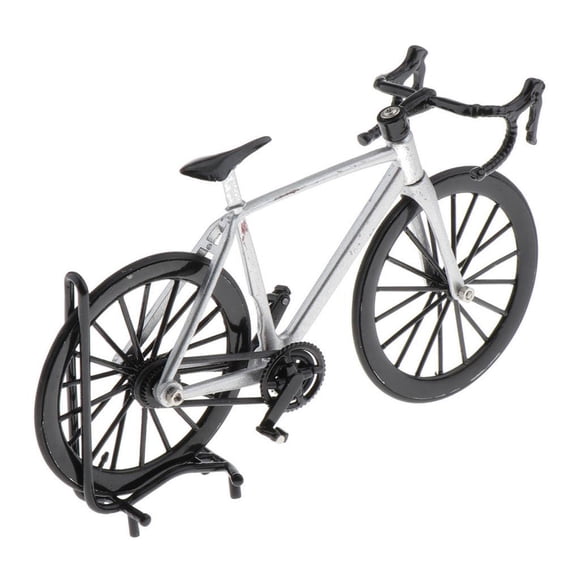 1:14 Escala Aleación Diecast Bike Modelo Bicicleta Juguetes Decoración Plata