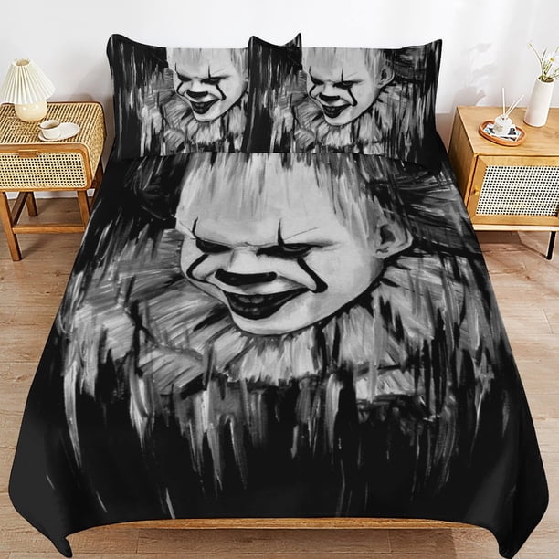 Pennywise Bedding Set Duvet Cover Comfortable and Lightweight Cartoon Bedding 3 Piece Bed Set