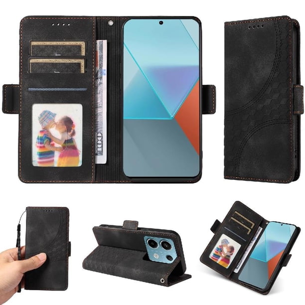 Carcasa FOXDOCK Xiaomi Poco X6 5G de cuero PU, diseño acolchado clásico, protección contra caídas y rayones