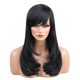 thumbnail image 3 of Peluca De Cabello Humano Recto Ondulado Largo Natural Pelucas Negras Flequillo Lateral Para Mujeres, 3 of 5