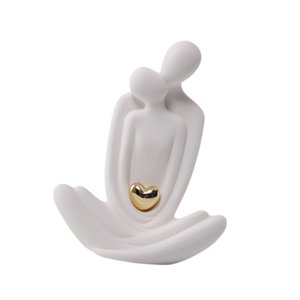 Magideal - Pareja Amantes De La Estatua Adorno Abrazando Figura De Pareja Para La Decoración Del Día De San Valentín Regalos De Boda Apartament Hotel Decoración Heart Love Gold Love