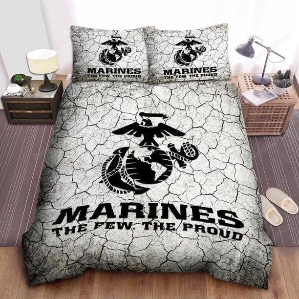 Us Marine Corps The Few The Proud Quilt Duvet Cover Set Kids Comforter Cover3-Piece Bedding Set