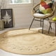 thumbnail image 3 of Alfombra Redonda De Yute Borde De Circulos y Franja Natural, 3 of 7