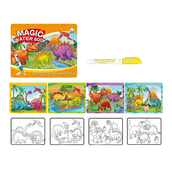 Adorable álbum De Pintura Al Agua Material Didáctico Regalos Para Actividades Dinosaurio Unisex