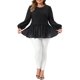 thumbnail image 2 of Agnes Orinda Conjuntos de Halloween Blusas Peplum de Talla Grande para Mujer Cuello Redondo de Punto Acanalado Manga Larga de Globo con Volantes Blusa Casual Elegante 2X Negro, 2 of 6