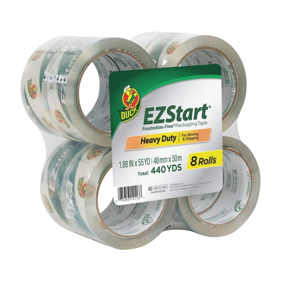 Cinta de embalaje Duck EZ Start, 1,88 pulgadas x 54,6 yardas, paquete de 8