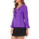 thumbnail image 4 of INSPIRE CHIC Blusa con Volantes para Mujer de Regreso a Clases Elegante para el Trabajo Cuello en V Manga Larga Top Elegante Púrpura Oscuro L, 4 of 7