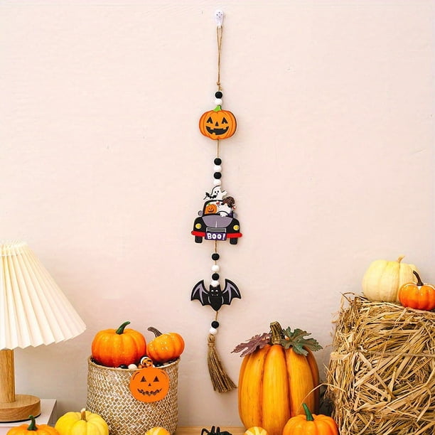 1pc, Spooky Halloween Decor - Beaded Witch Pumpkin Bat Pendant for Home, Room, Bedroom, Holiday, Garden, and Yard Decor