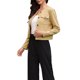 thumbnail image 4 of Chaqueta de trabajo INSPIRE CHIC para mujer sin cuello con botones, manga larga, cuello redondo, abrigo casual de oficina S Caqui, 4 of 6