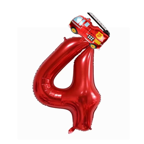 Set de globos Hengximaoyi Fire Truck, rojo, fiesta de cuarto cumpleaños