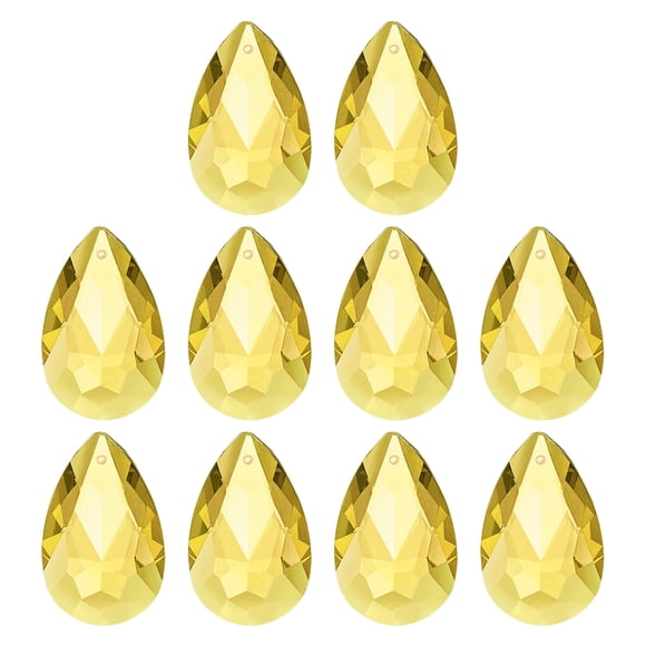 Uxcell K9 Cristal Lágrima Colgantes Cuentas Ovaladas, Paquete de 10 Prismas de Candelabro de 38mm Partes de Cuentas Colgantes DIY Lámpara para Artes Manualidades Decoración, Dorado