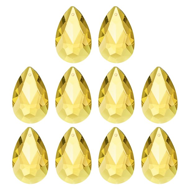 Uxcell K9 Cristal Lágrima Colgantes Cuentas Ovaladas, Paquete de 10 Prismas de Candelabro de 38mm Partes de Cuentas Colgantes DIY Lámpara para Artes Manualidades Decoración, Dorado