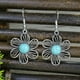 thumbnail image 4 of 1pair Boho Style Vintage Earrings with Turquoise - Ancient Silvery Design for Women and Girls, 4 of 5
