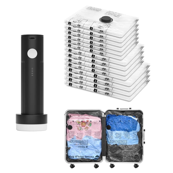 Bolsas de Vacío SUOCO 14 Combo con Bomba Eléctrica Portátil para Viajes