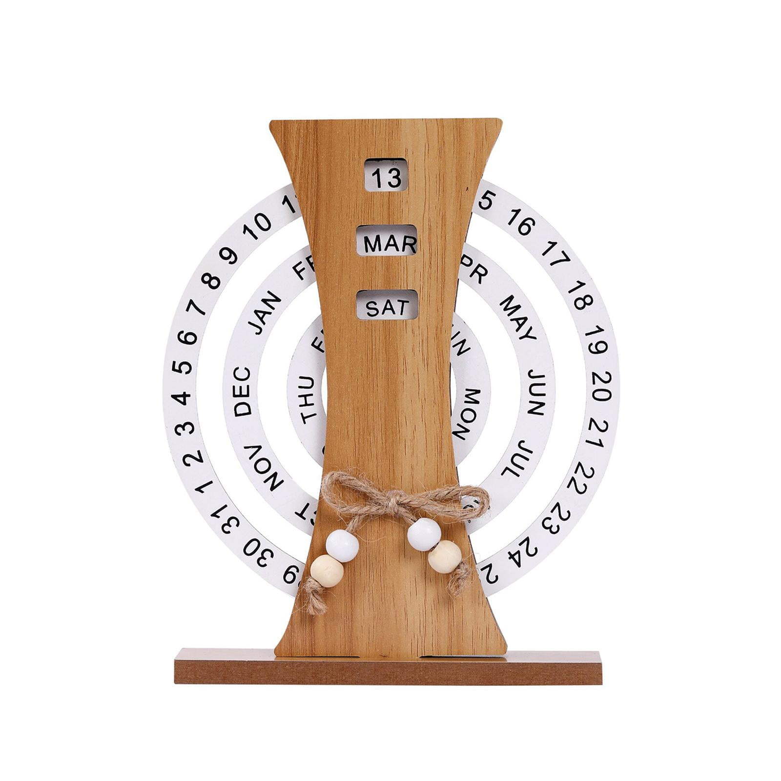 Magideal - Calendario De Madera, Calendario De Escritorio, Colección Reutilizable, Adorno Artístico, Calendario De Disco De Madera, Decoración De Escrit Rueda De La Fortuna
