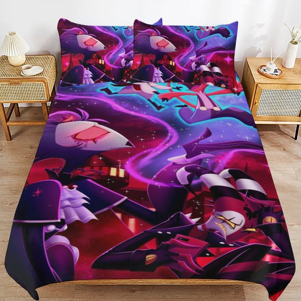 Hazbin Hotel Helluva Boss Bedding Set Duvet Cover Comfortable and Lightweight Cartoon Bedding 3 Piece Bed Set