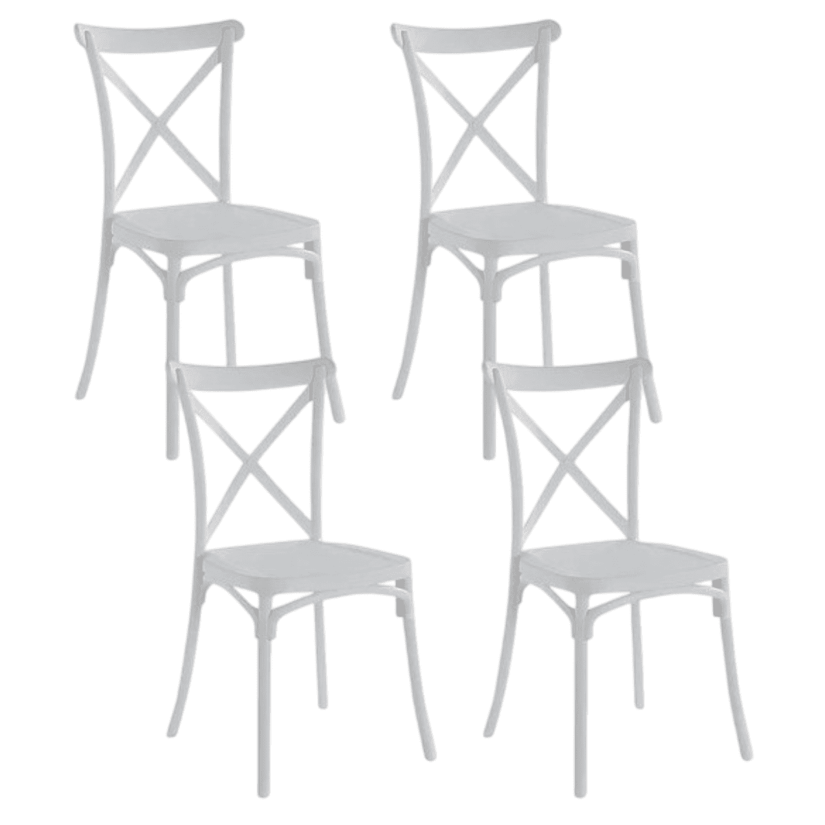 Moboi - Pack 4 Sillas Crossback Blancas Apilable