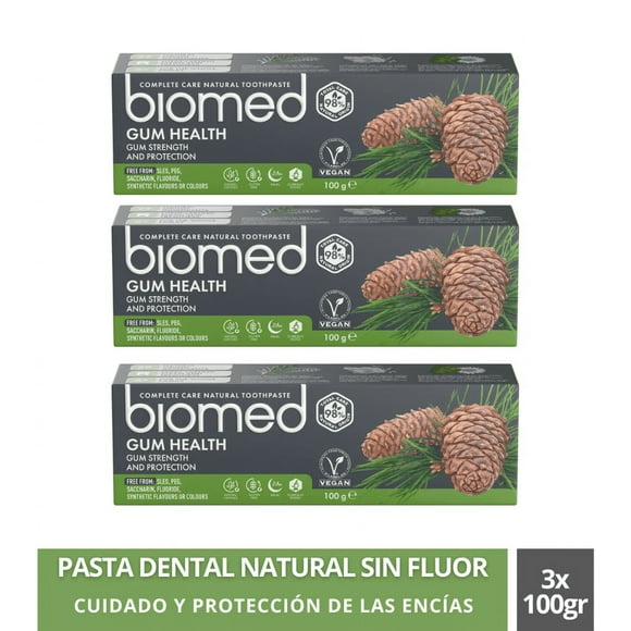 Pack 3 Pasta Dental Sin Fluor Biomed Gum Health Encías 100g