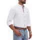 thumbnail image 5 of INSPIRE CHIC Conjunto Camisa de Hombre con Cuello Mao, Mangas Largas, Botones, Color Sólido, Lino, Camisa de Negocios, XL Blanco, 5 of 6