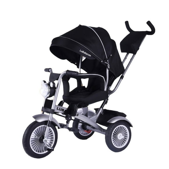 Triciclo Multifuncional 360° Con Foco de Luces y Melodías LuBabycas Negro