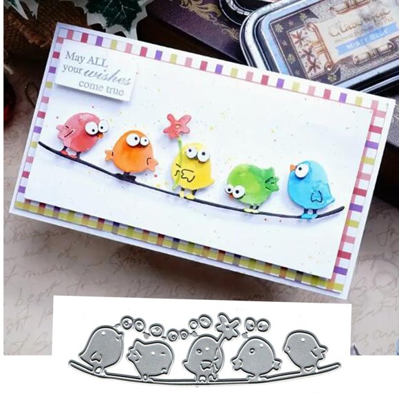 Troqueles hubangzhu 14x4 cm 6 piezas con motivos de pájaros para scrapbooking