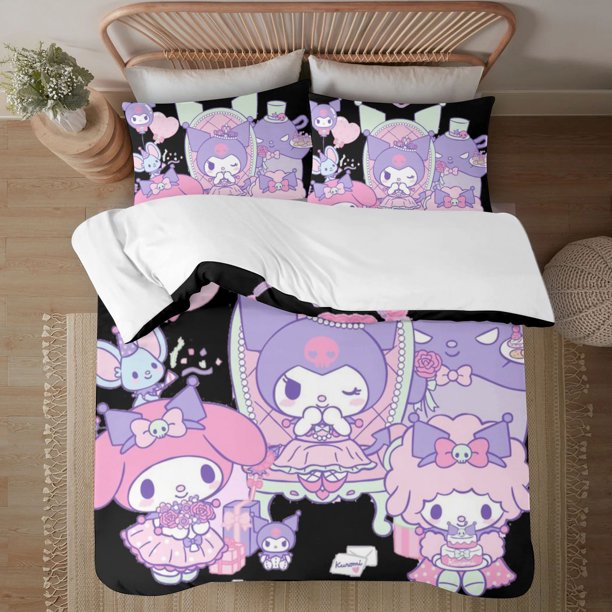 Kuromi Soft 3D Printed Duvet Cover Bedding Set with Comforter Cover 3 Piece Set