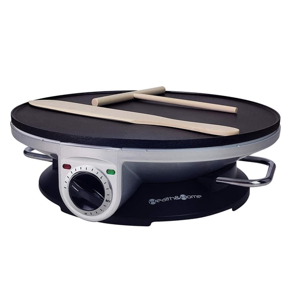 Plancha eléctrica Crepe Maker Health and Home de 13 pulgadas plateada