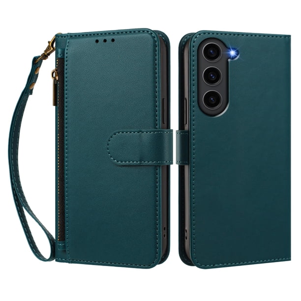 Funda Tipo Billetera para samsung galaxy S23 PLUS con Soporte y Bolsillo con Cierre Verde
