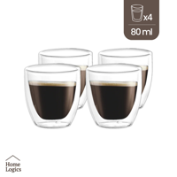 Set 4 Vasos Espresso Vidrio Doble Pared 80 Ml Home Logics 1 Un