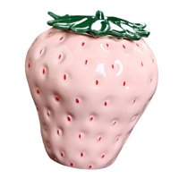 Bothyi - Tarro De Hojas De Té De Cerámica, Carrito De Té Con Forma De Fresa Para Mostrador, Casa De Té Rosa