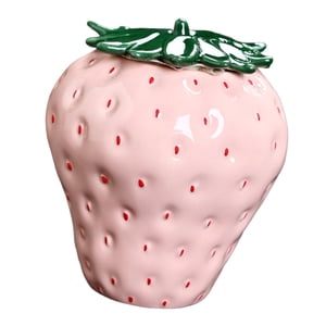 Bothyi - Tarro De Hojas De Té De Cerámica, Carrito De Té Con Forma De Fresa Para Mostrador, Casa De Té Rosa