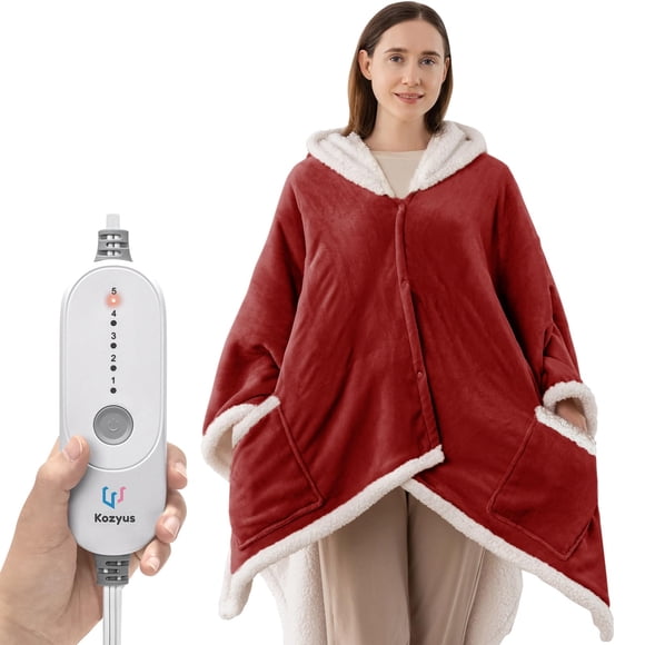 Manta térmica portátil Kozyus roja de 56 x 63 cm para mujeres y hombres