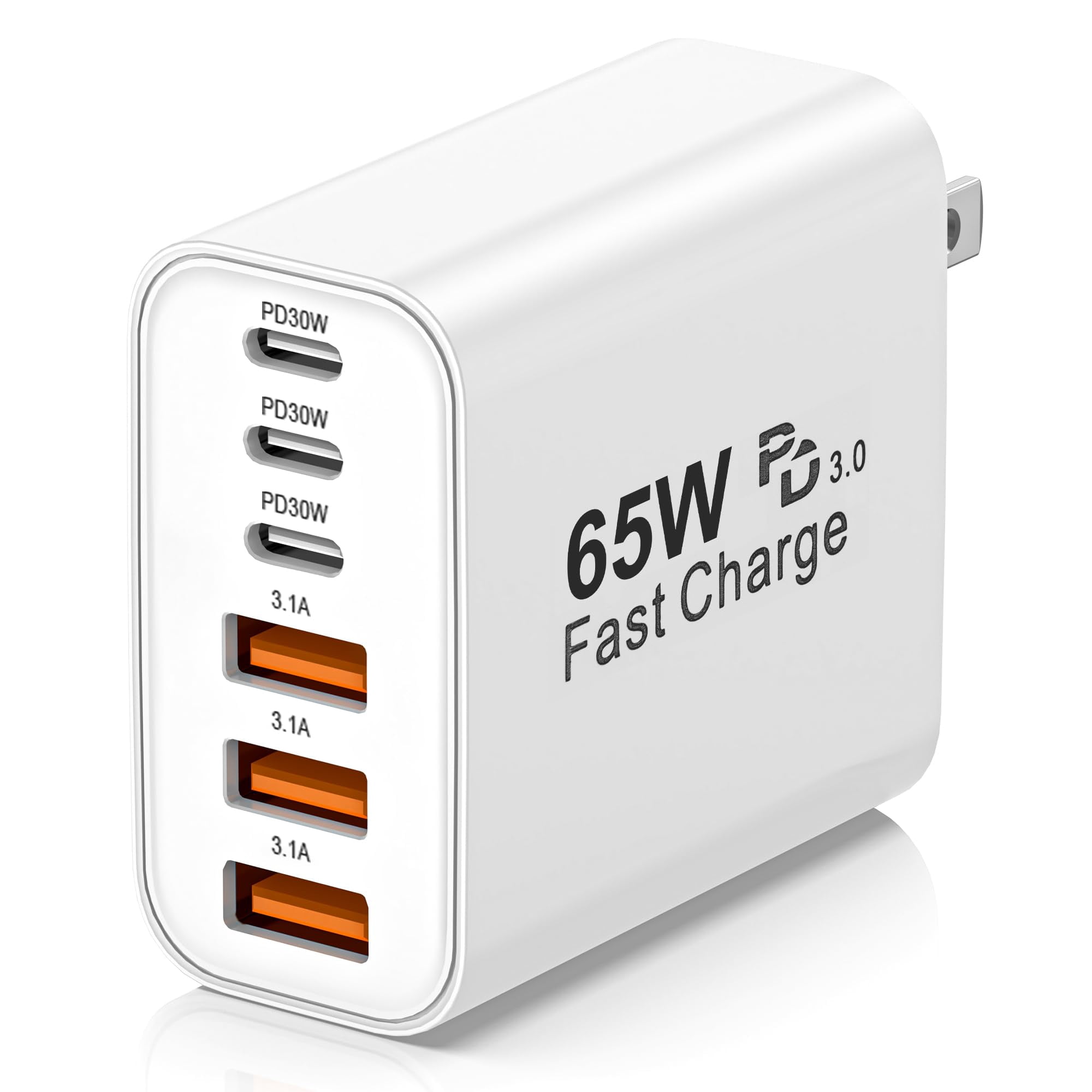 Cargador Usb C Hibiker, 65 W, 6 Puertos, Pd+qc Power, Blanco
