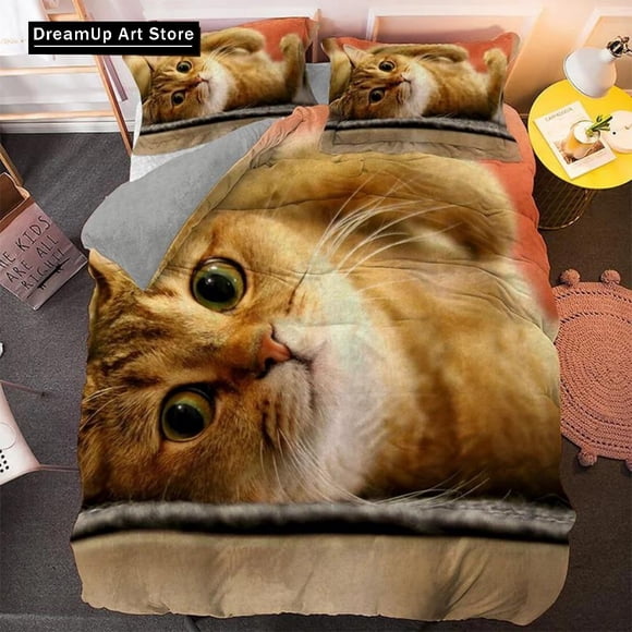 Lovely Pet Cat Bedding Set Animal Kitty Duvet Cover Bed Set Quilt Cover Boys Adult