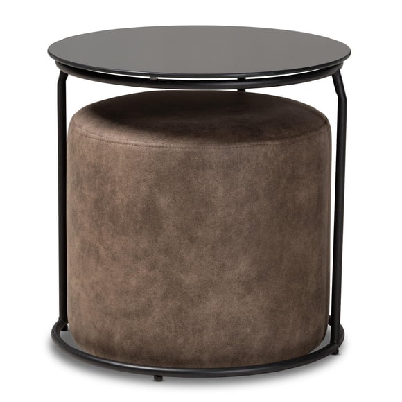 Set de mesa y otomano Baxton Studio Kira negro con gris/marrón