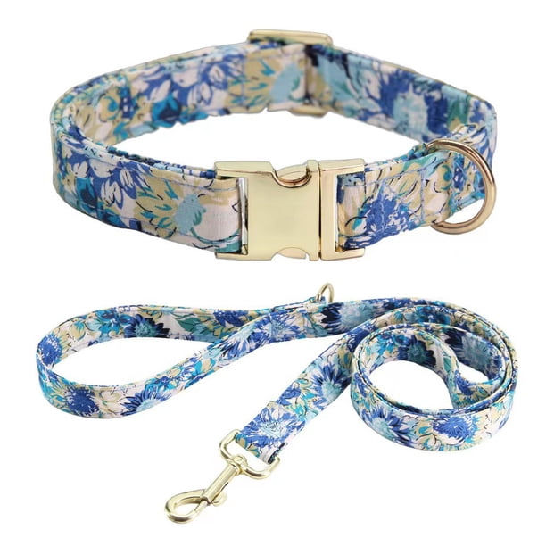 Collar para perro niña, lindo collar floral para perro con lazo desmontable y correa a juego.