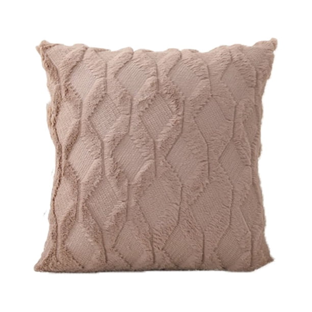 Funda de almohada de felpa acolchada de conejo, funda de almohada de sofá de color liso