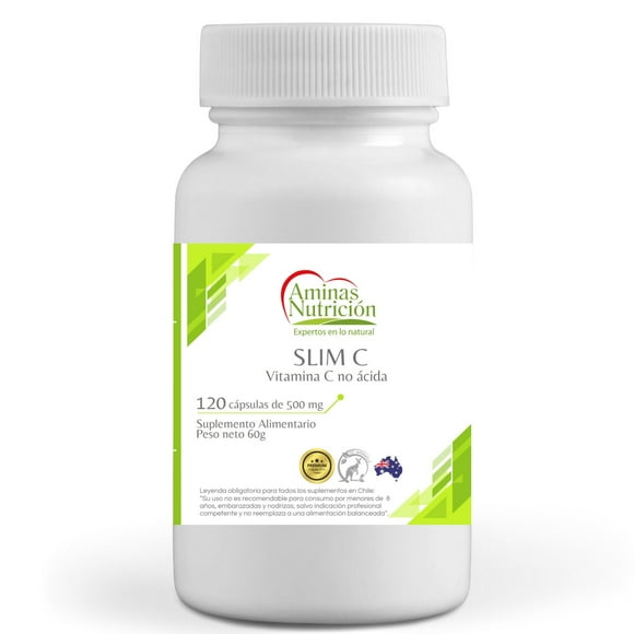 SLIM C 120 cáps. 500 mg -Vitamina C NO ácida (ascorbato de sodio)