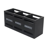 Bothyi - Soporte Para Utensilios De Cocina, Caja Organizadora De Cubiertos Resistente De 3 Rejillas Para Fiestas, Hogar Y Exteriores, Color Negro