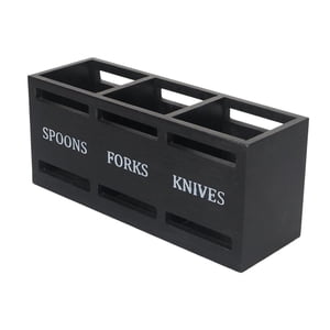 Bothyi - Soporte Para Utensilios De Cocina, Caja Organizadora De Cubiertos Resistente De 3 Rejillas Para Fiestas, Hogar Y Exteriores, Color Negro