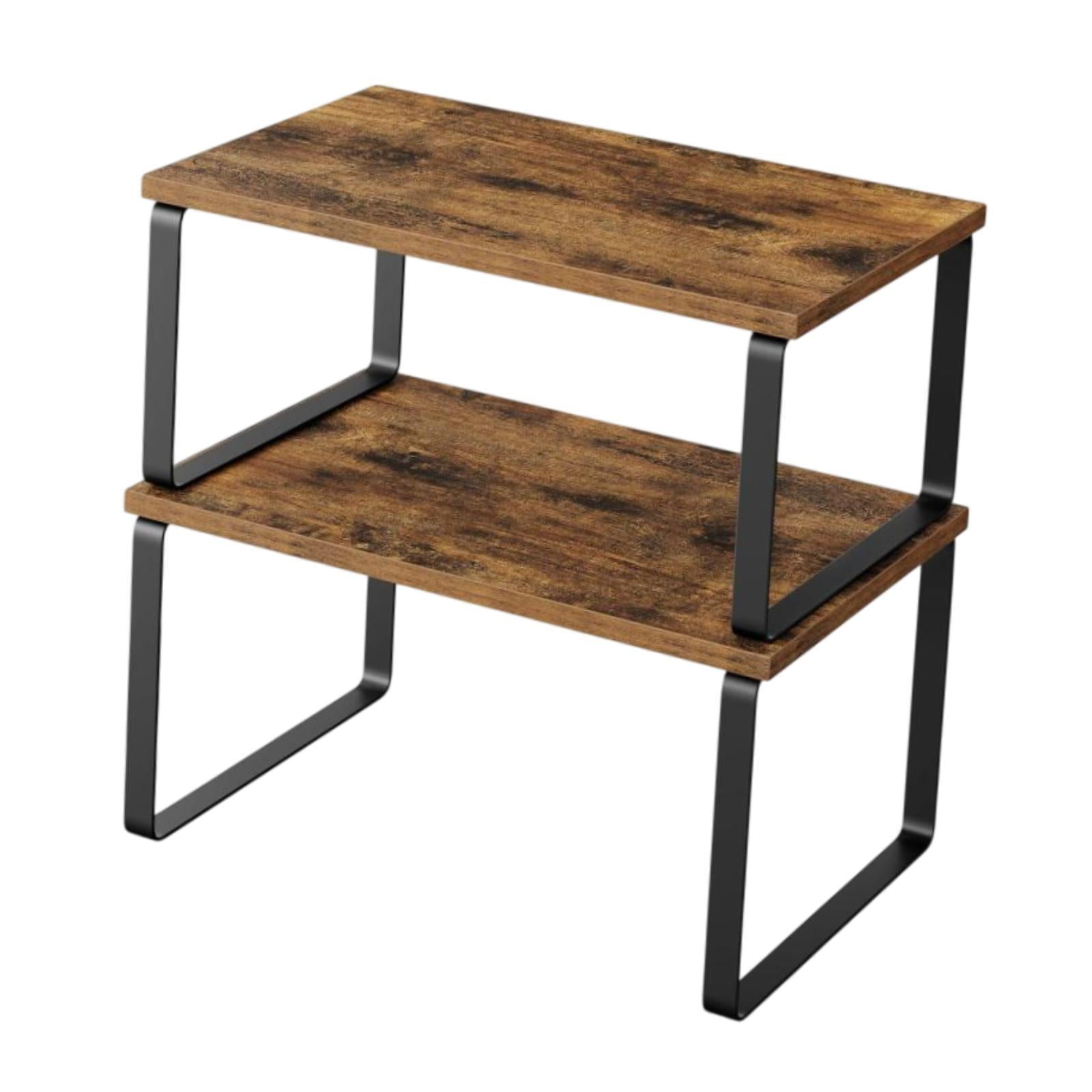 Bothyi - 2 Estantes Organizadores Para Gabinetes De Cocina, Organizadores Para Encimeras, Despensa, Especias, Color Negro Y Marrón