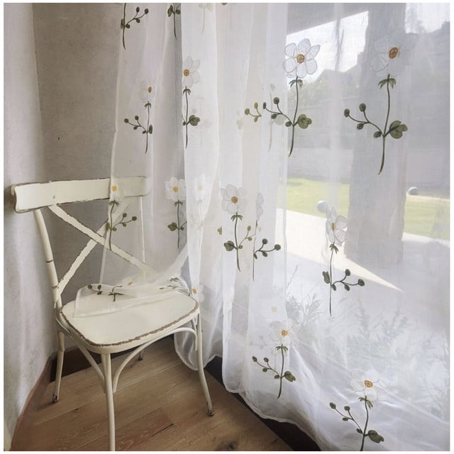 Wyj Hogar - Set De 02 Visillos Bordados Con Argollas 140x230 Cm Mod10