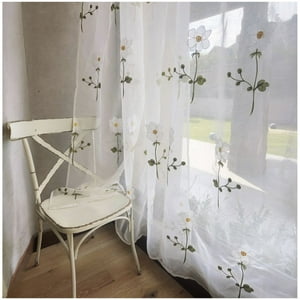 Wyj Hogar - Set De 02 Visillos Bordados Con Argollas 140X230 Cm Mod10