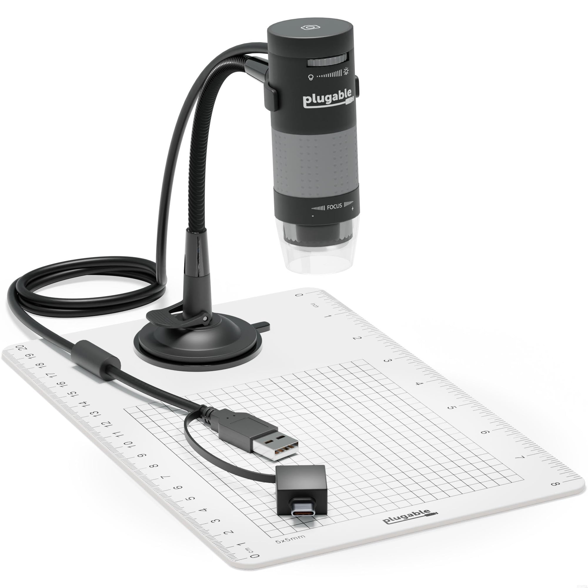Plugable - Microscopio Digital Enchufable De 2 Mp Con Aumento De 250x Usb/usb-c